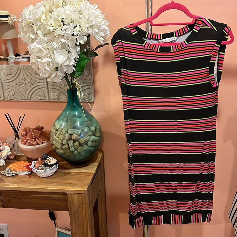 TRINA TURK comfortable stretch striped dress size S